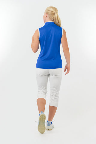 Pure Golf Bloom Ladies Sleeveless Golf Polo Shirt -Royal Blue