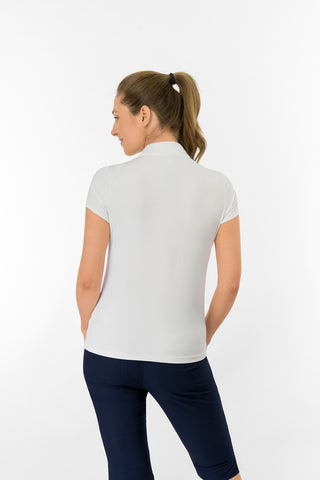 Bloom Ladies Cap Sleeve Polo Shirt - White