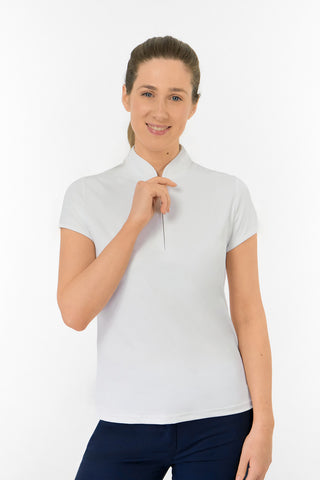 Bloom Ladies Cap Sleeve Polo Shirt - White