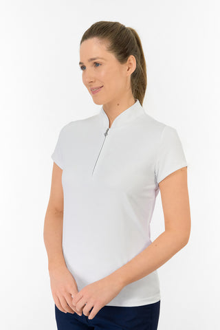 Bloom Ladies Cap Sleeve Polo Shirt - White