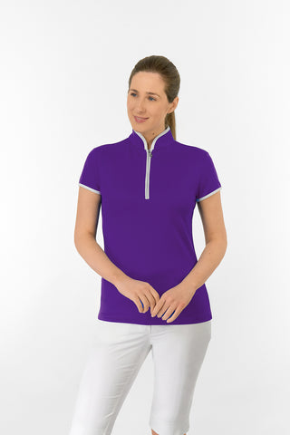 Bloom Cap Sleeve Ladies Golf Polo Shirt - Purple