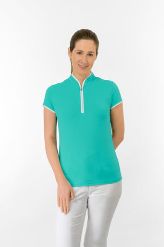 Bloom Ladies Cap Sleeve Polo Shirt - Ocean Blue