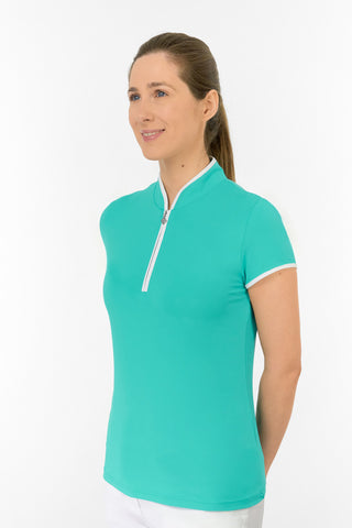 Bloom Ladies Cap Sleeve Polo Shirt - Ocean Blue