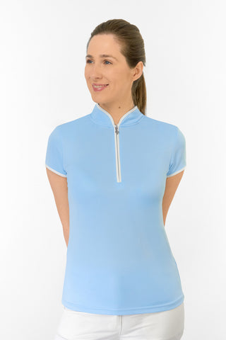 Bloom Ladies Cap Sleeve Polo Shirt - Pale Blue