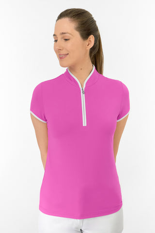 Bloom2 Ladies Cap Sleeve Polo Shirt - Azalea Pink