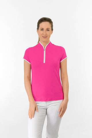 Bloom Ladies Cap Sleeve Polo Shirt - Hot Pink