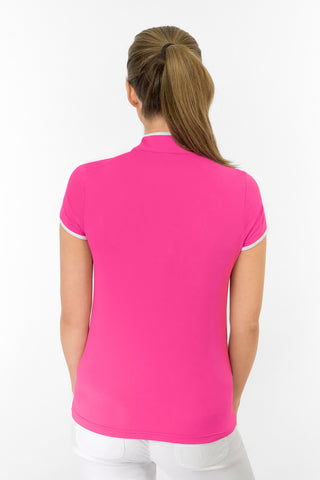 Bloom Ladies Cap Sleeve Polo Shirt - Hot Pink