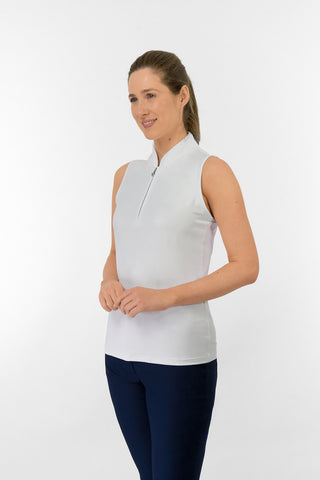 Bloom Ladies Sleeveless Golf Polo Shirt - White