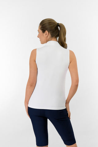 Bloom Ladies Sleeveless Golf Polo Shirt - White