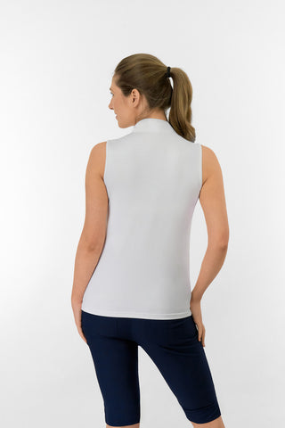 Bloom2 Ladies Sleeveless Polo Shirt - White