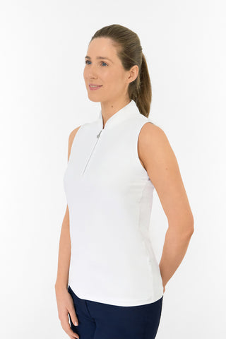 Bloom2 Ladies Sleeveless Polo Shirt - White