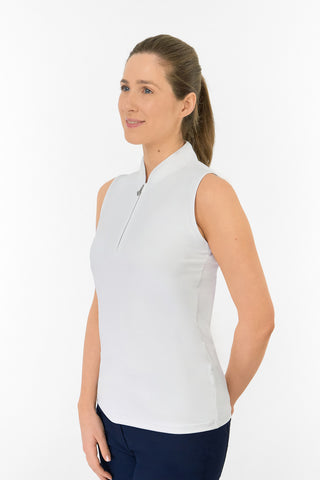 Bloom2 Ladies Sleeveless Polo Shirt - White