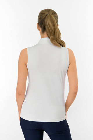 Bloom2 Ladies Sleeveless Polo Shirt - White