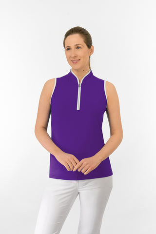 Bloom Sleeveless Golf Polo Shirt - Purple