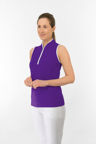 Bloom Sleeveless Golf Polo Shirt - Purple