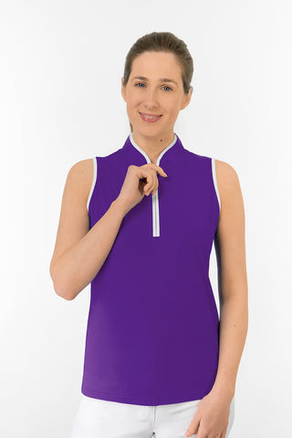 Bloom Sleeveless Golf Polo Shirt - Purple