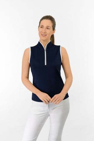 Bloom Ladies Sleeveless Golf Polo Shirt - Navy