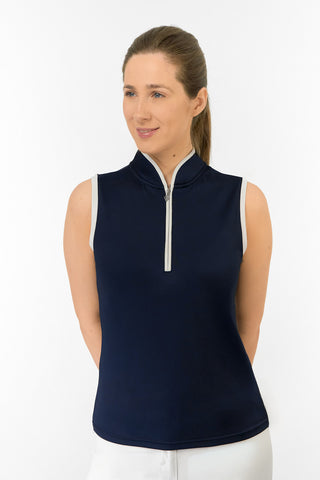 Bloom Ladies Sleeveless Golf Polo Shirt - Navy
