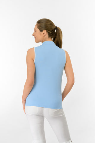 Bloom2 Ladies Sleeveless Polo Shirt - Pale Blue