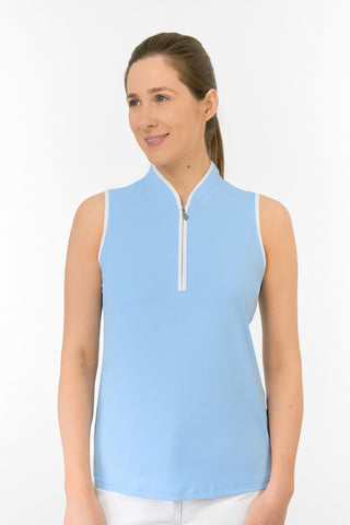 Bloom2 Ladies Sleeveless Polo Shirt - Pale Blue