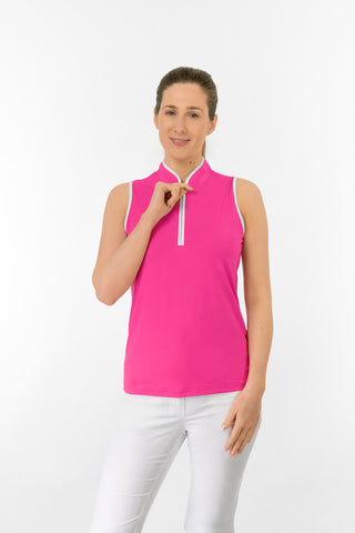 Bloom Ladies Sleeveless Golf Polo Shirt - Hot Pink