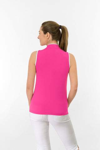 Bloom Ladies Sleeveless Golf Polo Shirt - Hot Pink