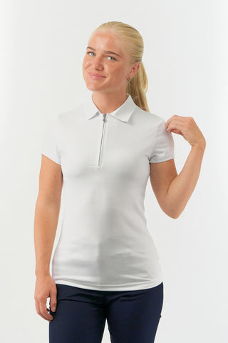 Pure Golf Thrive Cap Sleeve Women's Golf Polo Shirts - White