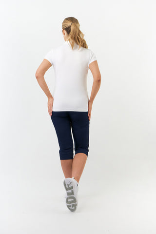 Pure Golf Thrive Cap Sleeve Women's Golf Polo Shirts - White