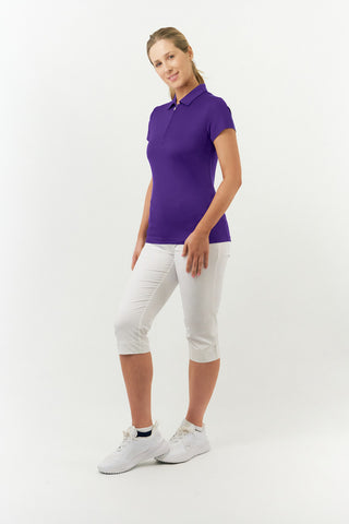 Pure Golf Thrive Cap Sleeve Women's Golf Polo Shirts - Purple