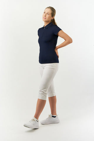 Pure Golf Thrive Cap Sleeve Women's Golf Polo Shirts - Navy