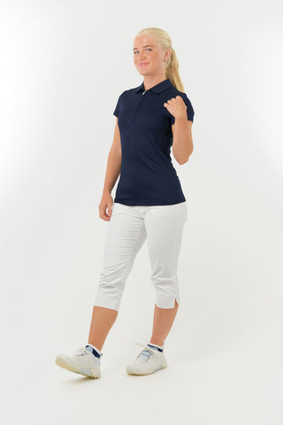 Pure Golf Thrive Cap Sleeve Women's Golf Polo Shirts - Navy