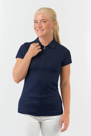 Pure Golf Thrive Cap Sleeve Women's Golf Polo Shirts - Navy