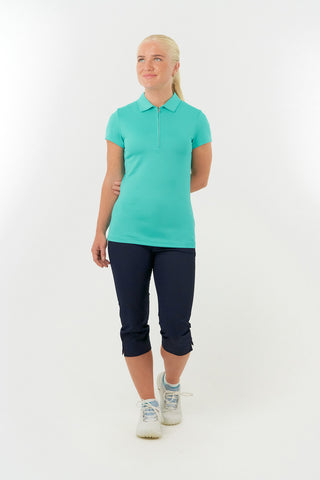 Thrive Cap Sleeve Women's Golf Polo Shirts - Ocean Blue