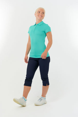 Pure Golf Thrive Cap Sleeve Women's Golf Polo Shirts - Ocean Blue