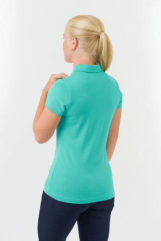 Thrive Cap Sleeve Women's Golf Polo Shirts - Ocean Blue