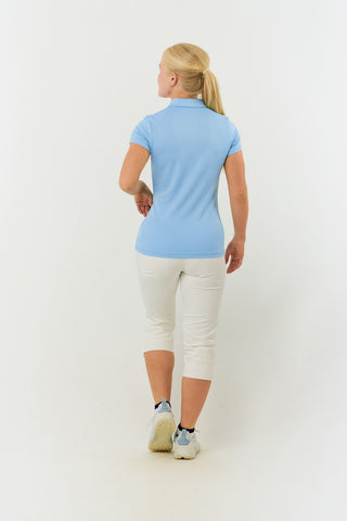 Pure Golf Thrive Cap Sleeve Women's Golf Polo Shirts - Pale Blue