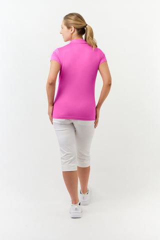 Pure Golf Thrive Cap Sleeve Women's Golf Polo Shirts - Azalea Pink