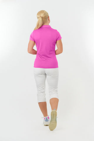 Pure Golf Thrive Cap Sleeve Women's Golf Polo Shirts - Azalea Pink