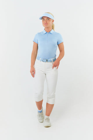 Pure Golf Thrive Cap Sleeve Women's Golf Polo Shirts - Pale Blue