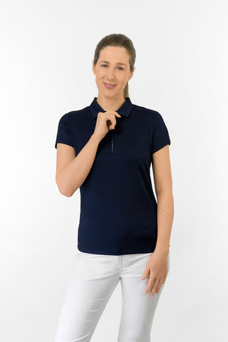 Thrive Cap Sleeve Women's Golf Polo Shirts - Navy
