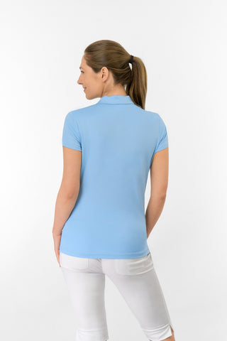 Thrive Cap Sleeve Women's Golf Polo Shirts - Pale Blue