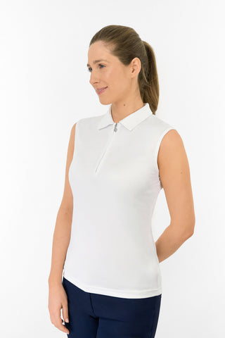 Thrive2 Sleeveless Ladies Golf Polo Shirt - White