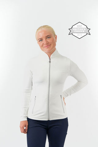 Mist Ladies Golf Full Zipped Mid Layer - White