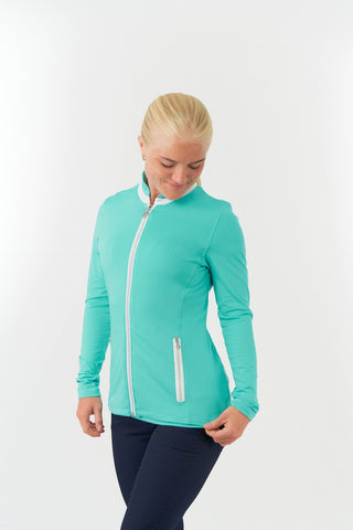 Pure Golf Ladies Mist Full Zip Mid Layer - Ocean Blue