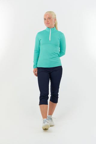 Tranquillity2 Ladies Mid Layer Zip Golf Top - Ocean