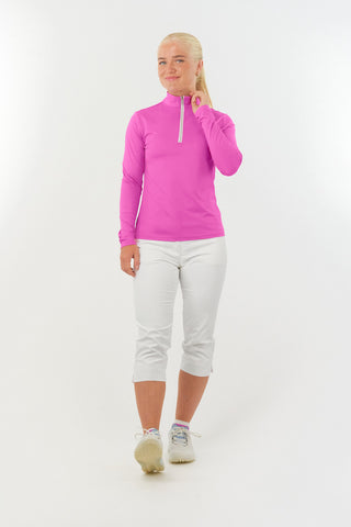 Pure Golf Ladies Tranquillity Mid Quarter Zip Polo - Azalea