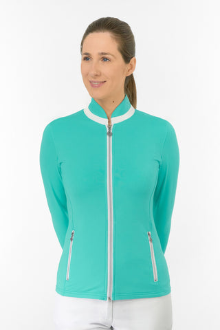 Mist Ladies Golf Full Zip Mid Layer - Ocean Blue