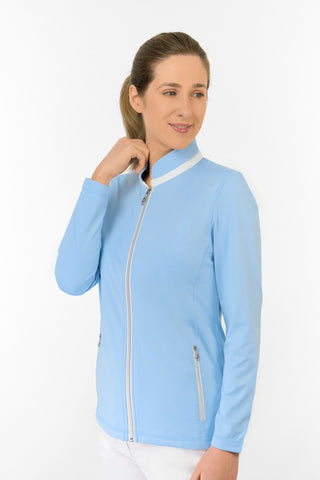 Mist Ladies Golf Full Zipped Mid Layer - Pale Blue