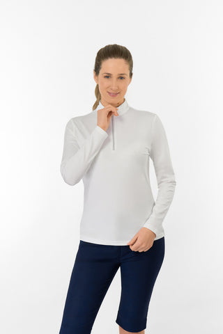 Tranquillity Ladies Golf Mid Quarter Zip Polo - White