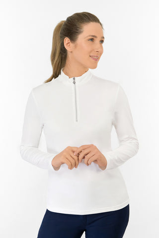 Tranquillity Ladies Golf Mid Quarter Zip Polo - White